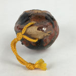Japanese Clay Bell Vtg Dorei Ceramic Doll Amulet Brown Blue Glaze DR385