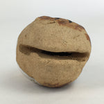 Japanese Clay Bell Vtg Dorei Ceramic Doll Amulet Brown Blue Glaze DR385