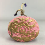 Japanese Clay Bell Vtg Dorei Ceramic Doll Pink Gold Floral Rose DR243