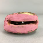 Japanese Clay Bell Vtg Dorei Ceramic Doll Pink Gold Floral Rose DR243