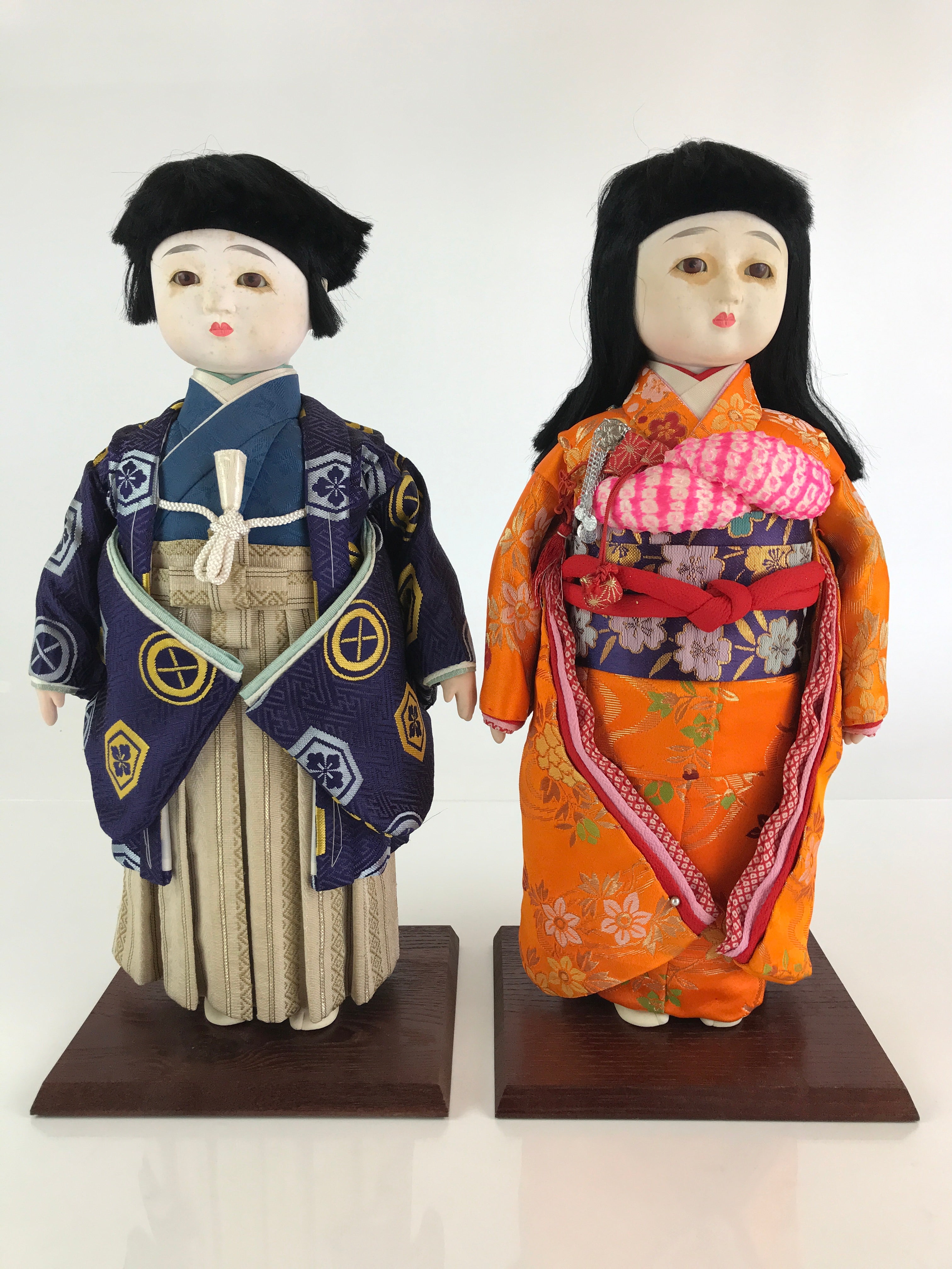 Japanese Yoshihama Ningyo Boy girl Hina Doll Festival Purple Kimono Obi PX649