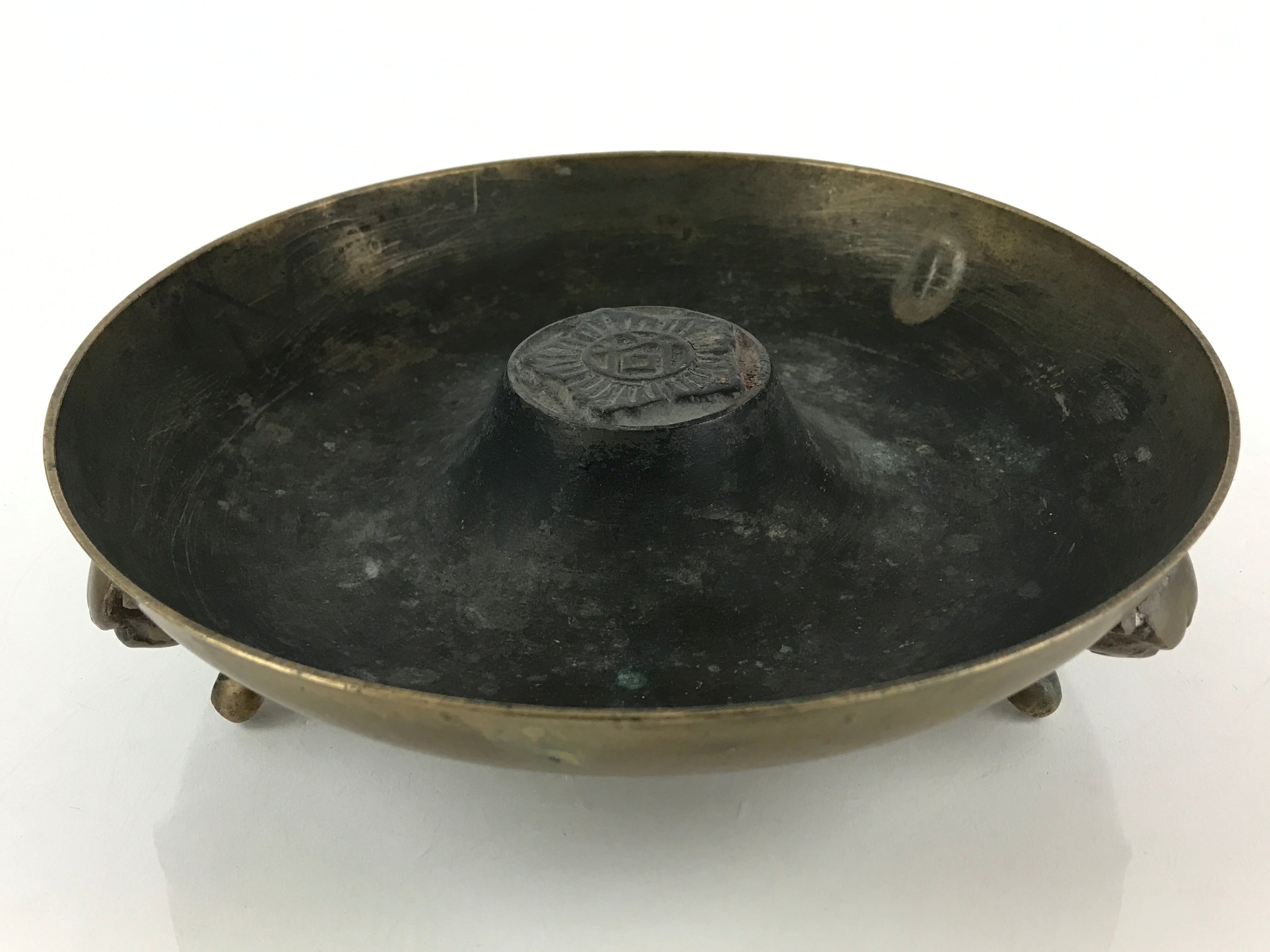 Korean Ginsei Brassware Crafts Incense Burner Ashtray Vtg Three Legs Haizara JK4