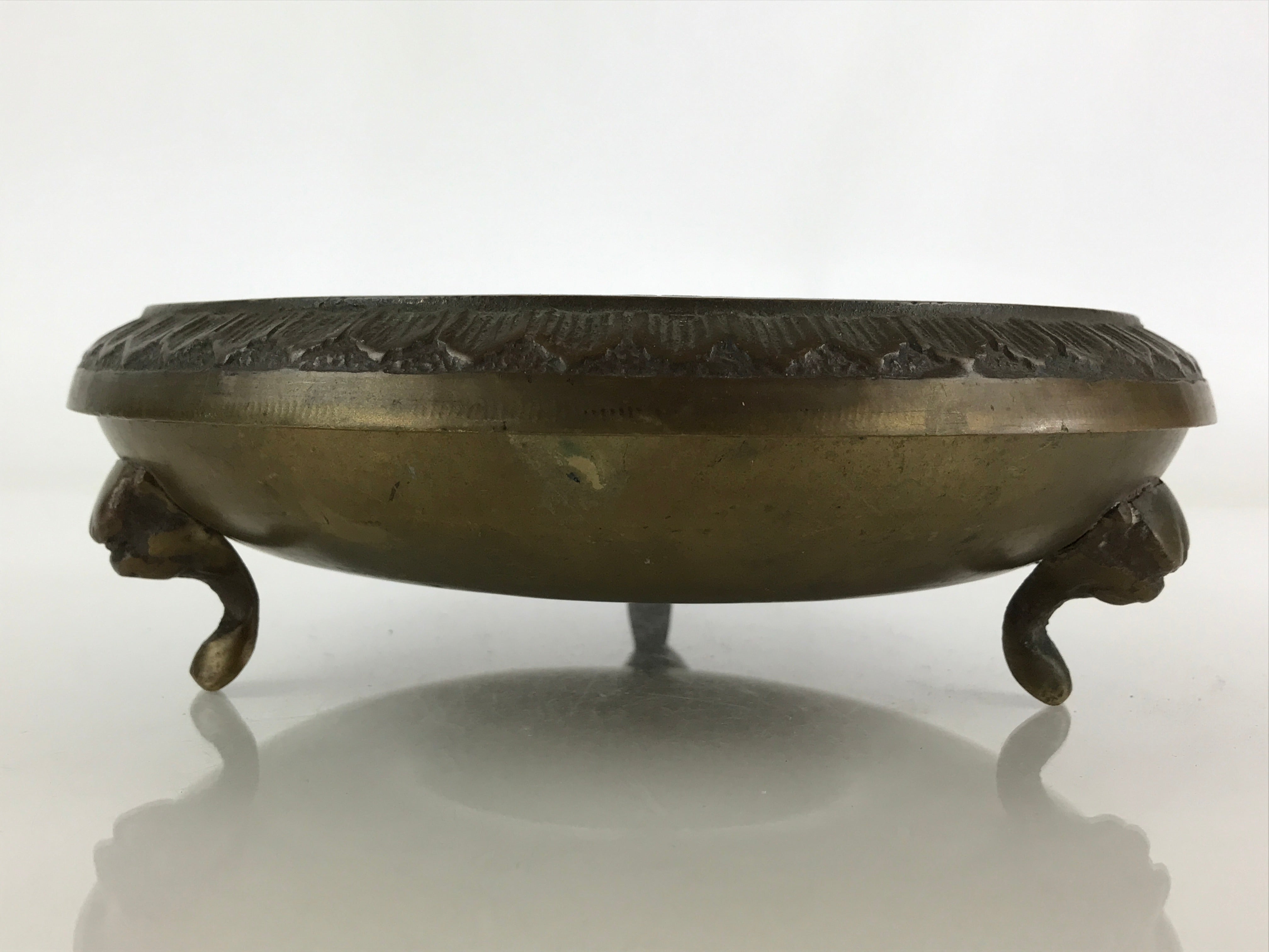 Korean Ginsei Brassware Crafts Incense Burner Ashtray Vtg Three Legs Haizara JK4