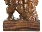 Korean Wood Carving Old Couple Figurine Vtg Hand-Crafted Brown Woodcraft BD841