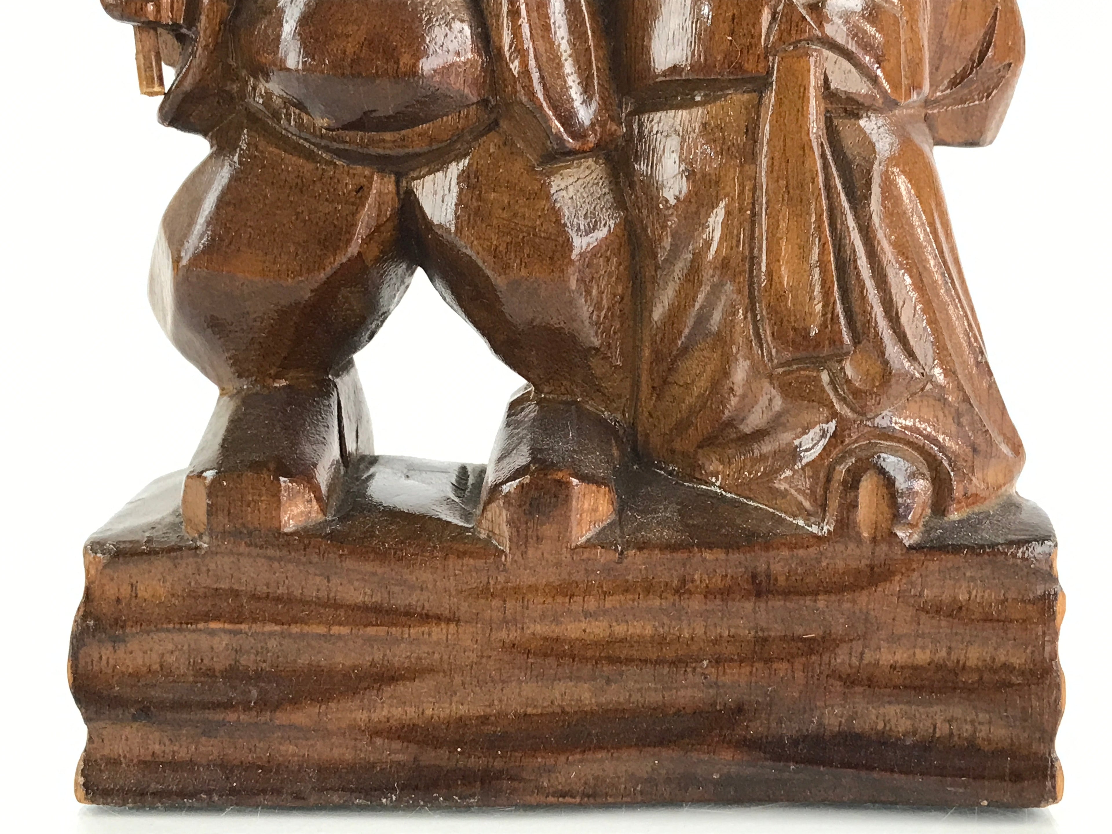 Korean Wood Carving Old Couple Figurine Vtg Hand-Crafted Brown Woodcraft BD841