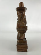 Korean Wood Carving Old Couple Figurine Vtg Hand-Crafted Brown Woodcraft BD841