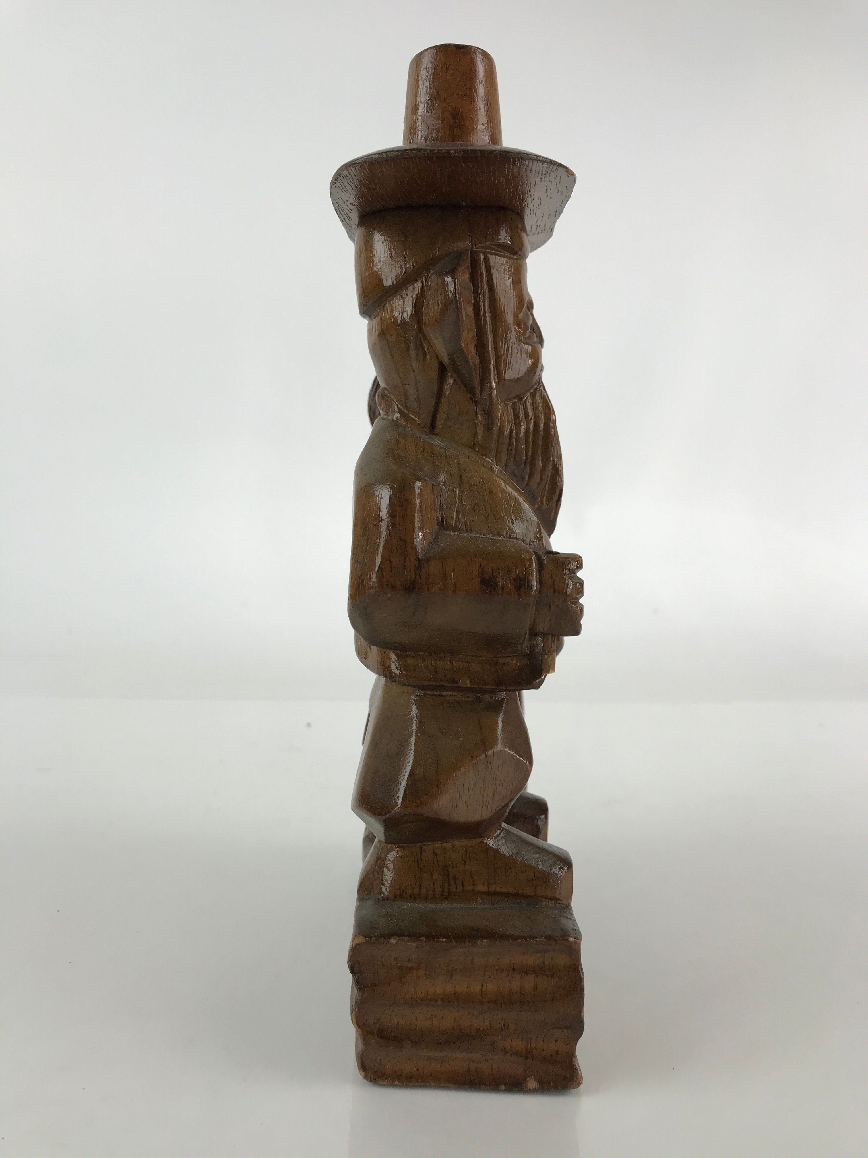 Korean Wood Carving Old Couple Figurine Vtg Hand-Crafted Brown Woodcraft BD841