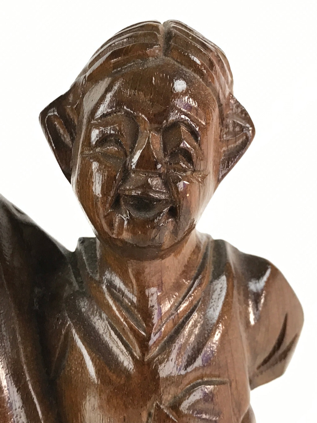 Korean Wood Carving Old Couple Figurine Vtg Hand-Crafted Brown Woodcraft BD841