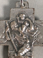 Metal Key Chain Vtg Cross Christian Christianity Jesus Mary Joseph JK86
