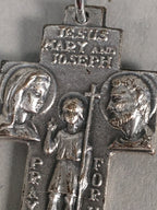 Metal Key Chain Vtg Cross Christian Christianity Jesus Mary Joseph JK86