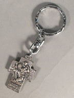 Metal Key Chain Vtg Cross Christian Christianity Jesus Mary Joseph JK86
