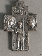 Metal Key Chain Vtg Cross Christian Christianity Jesus Mary Joseph JK86