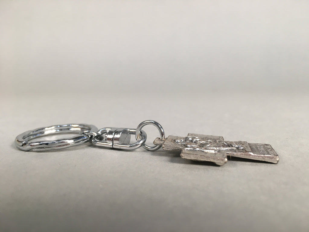 Metal Key Chain Vtg Cross Christian Christianity Jesus Mary Joseph JK86