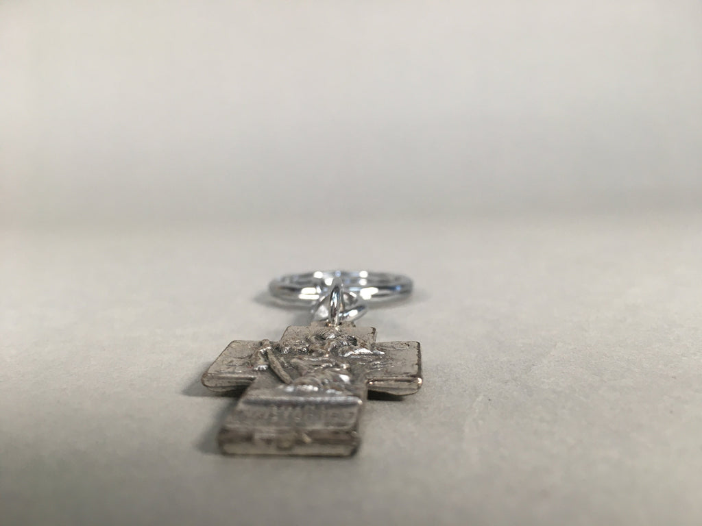 Metal Key Chain Vtg Cross Christian Christianity Jesus Mary Joseph JK86