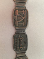 Metal Souvenir Bracelet Vtg Building Bridge Peace JK110