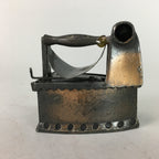 Miniature Charcoal Iron Pencil Sharpener Vtg Zinc Metal Brown J596