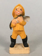 Norwegian Wooden Figurine Henning Doll Vtg Kokeshi Fisherman Yellow KF500