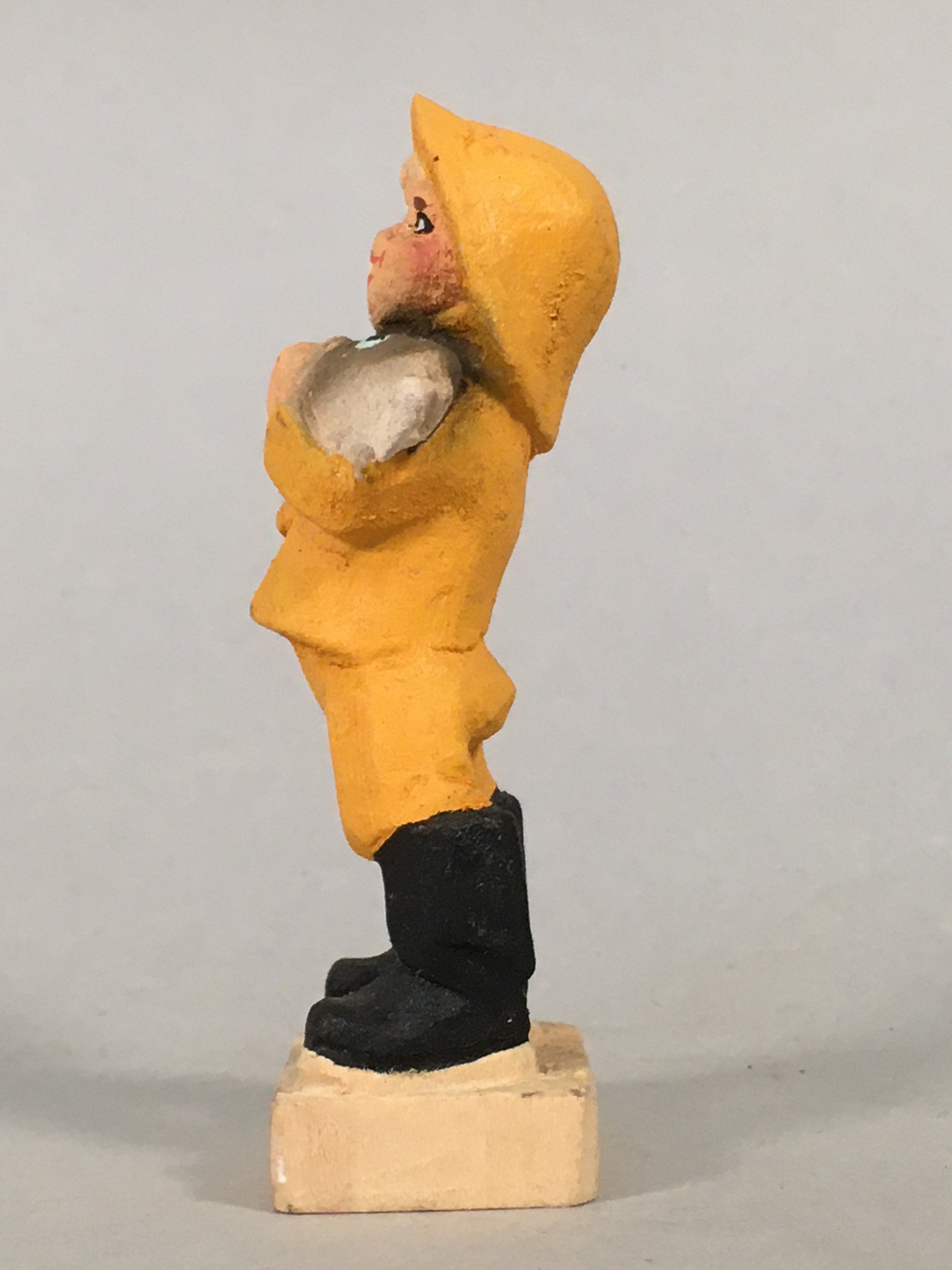 Norwegian Wooden Figurine Henning Doll Vtg Kokeshi Fisherman Yellow KF500