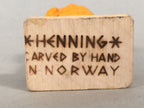 Norwegian Wooden Figurine Henning Doll Vtg Kokeshi Fisherman Yellow KF500