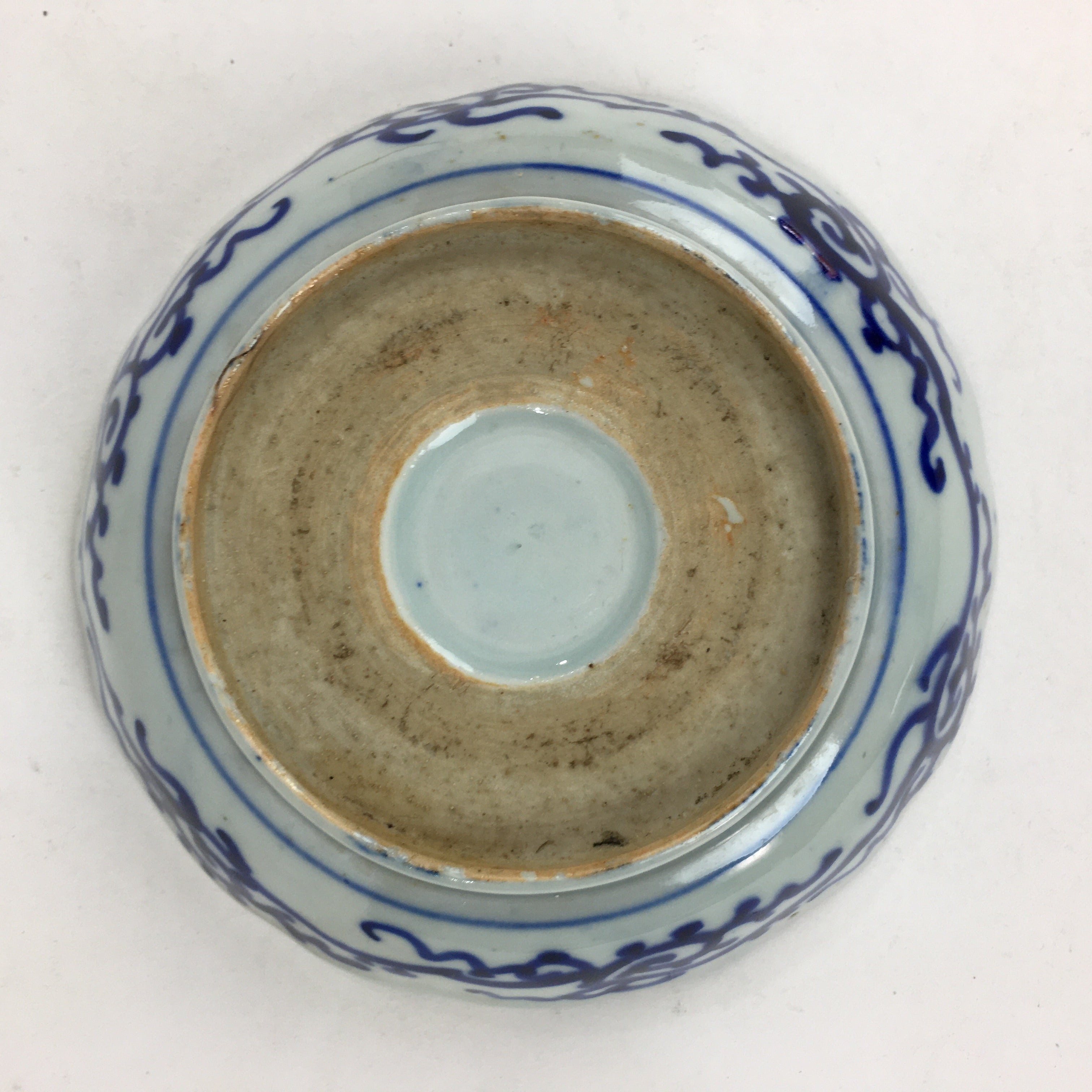 Shipping: Antique C1900 Japanese Porcelain Deep Plate Sometsuke Blue Flower PY13