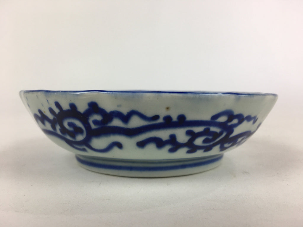 Shipping: Antique C1900 Japanese Porcelain Deep Plate Sometsuke Blue Flower PY13