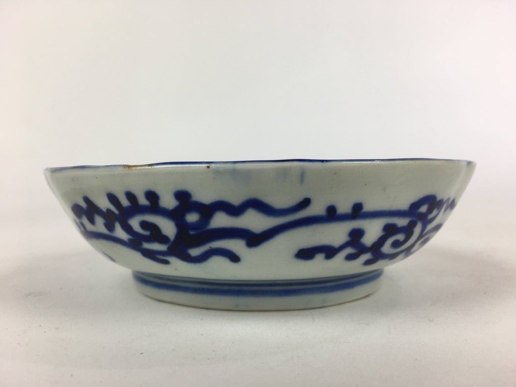 Shipping: Antique C1900 Japanese Porcelain Deep Plate Sometsuke Blue Flower PY13