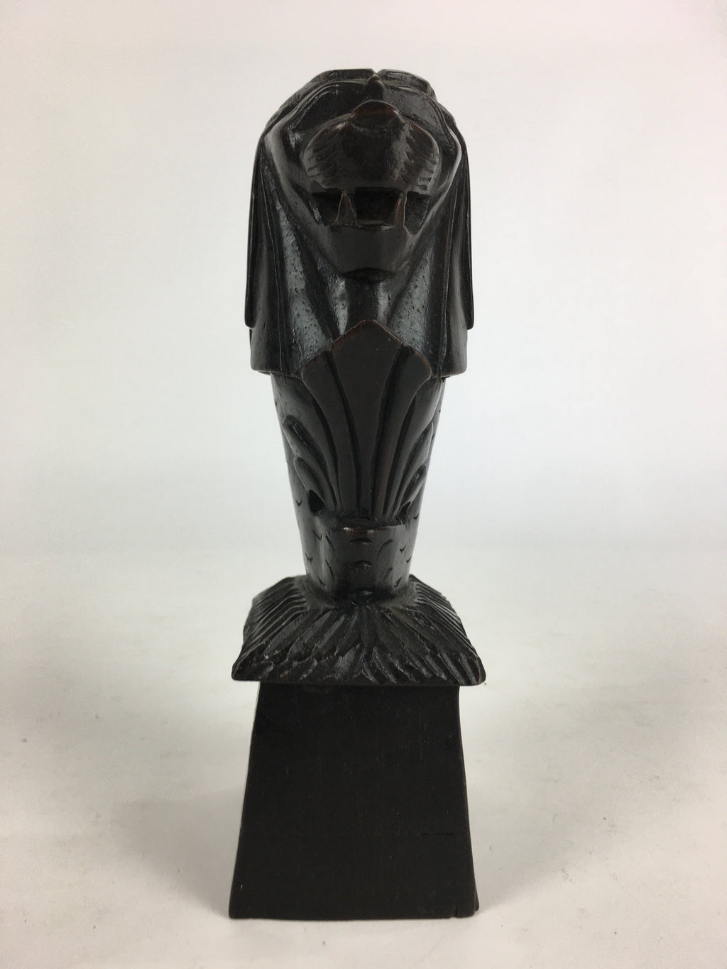 Singapore Wooden Merlion Statue Vtg Wood Carving Wood Craft Brown BD820