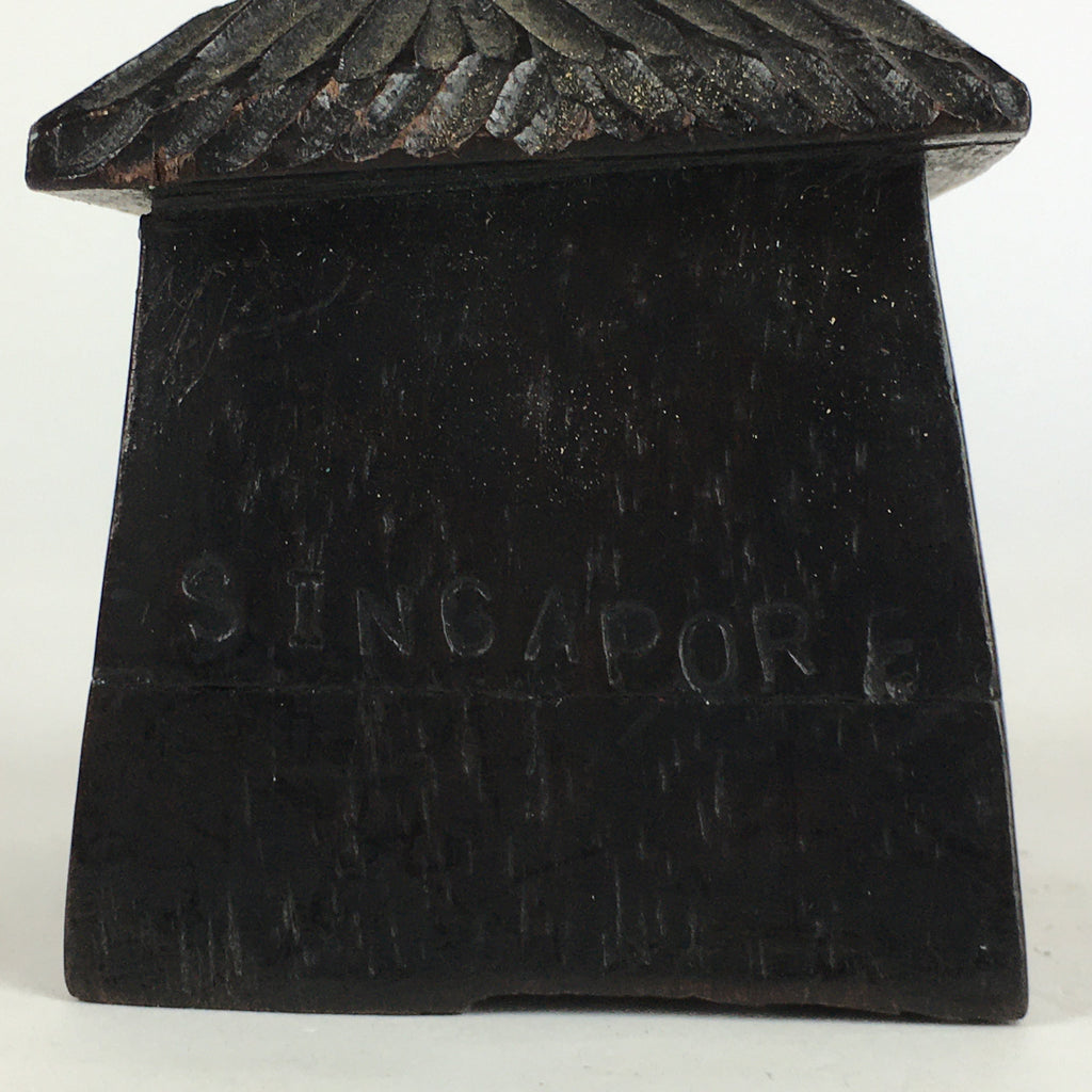 Singapore Wooden Merlion Statue Vtg Wood Carving Wood Craft Brown BD820