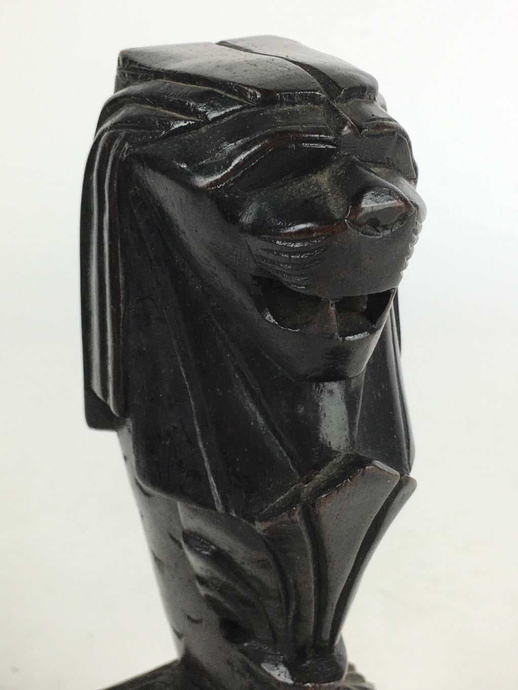 Singapore Wooden Merlion Statue Vtg Wood Carving Wood Craft Brown BD820