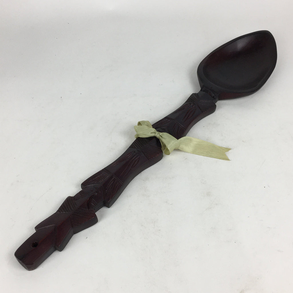 Taiwanese Wooden Spoon Ornament Vtg Wall Hanging Decoration Brown JK253