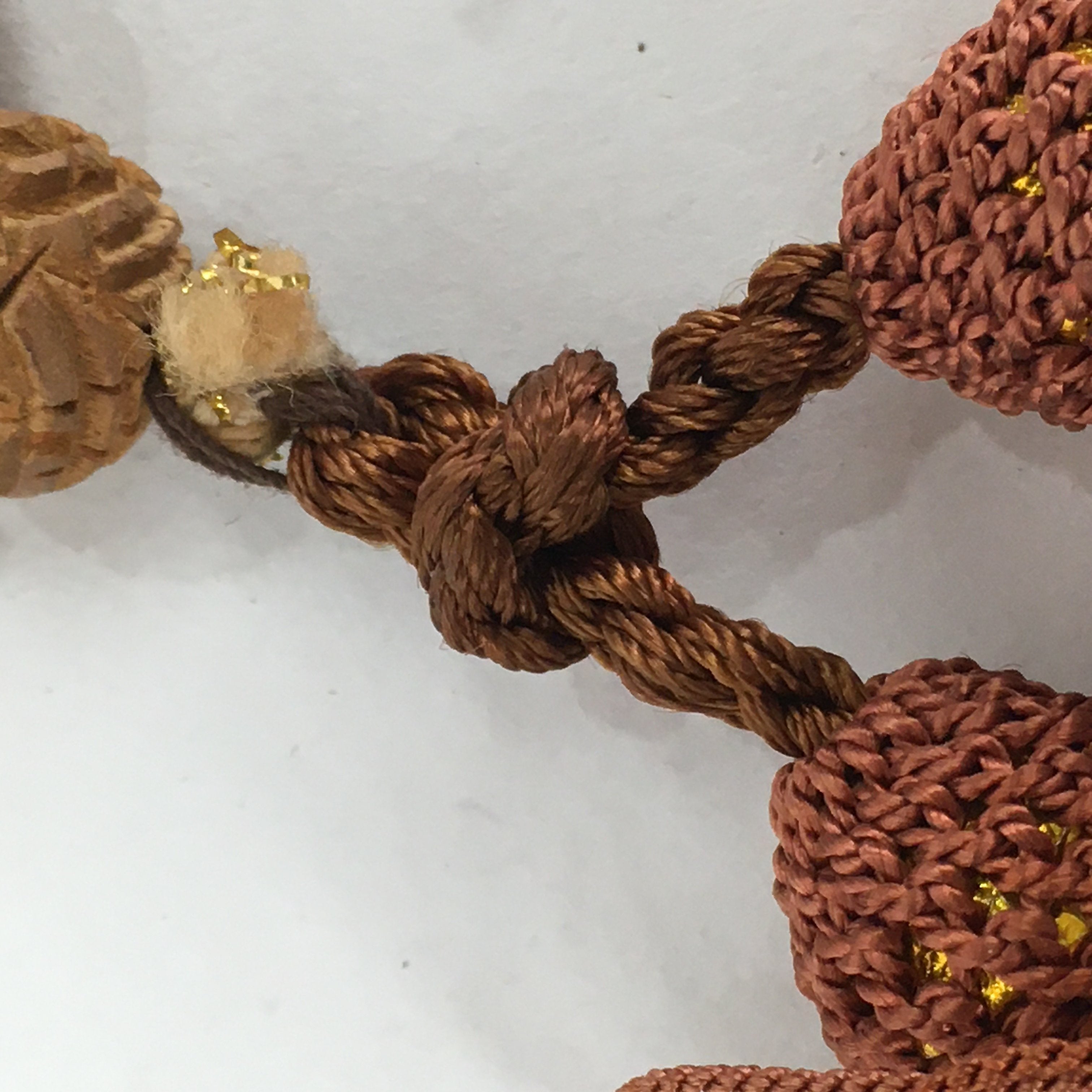 Tibetan Buddhism Wood Carving Prayer Beads Vtg Brown Juzu Japamala Style JZ71