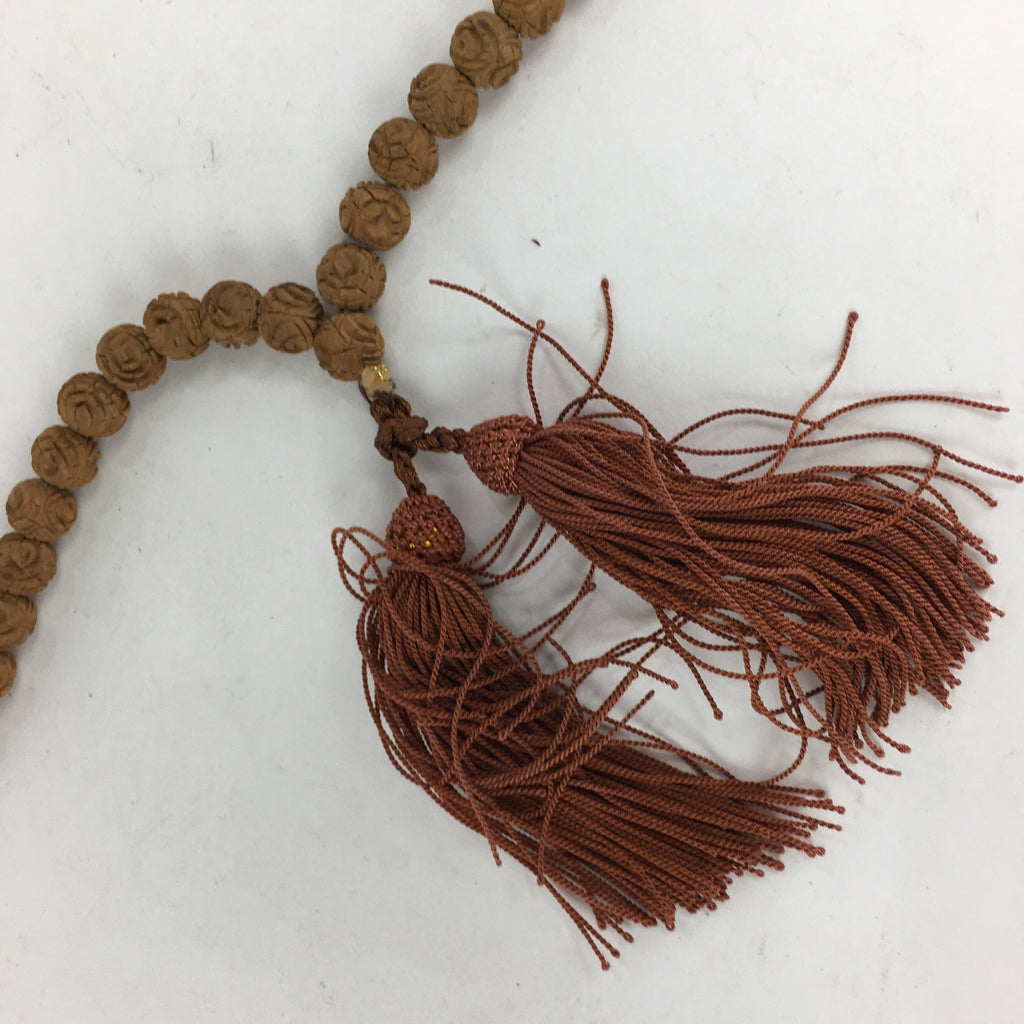 Tibetan Buddhism Wood Carving Prayer Beads Vtg Brown Juzu Japamala Style JZ71