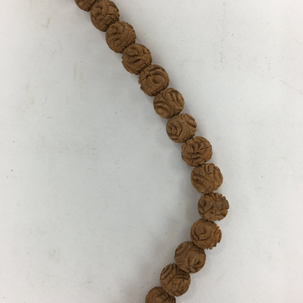 Tibetan Buddhism Wood Carving Prayer Beads Vtg Brown Juzu Japamala Style JZ71