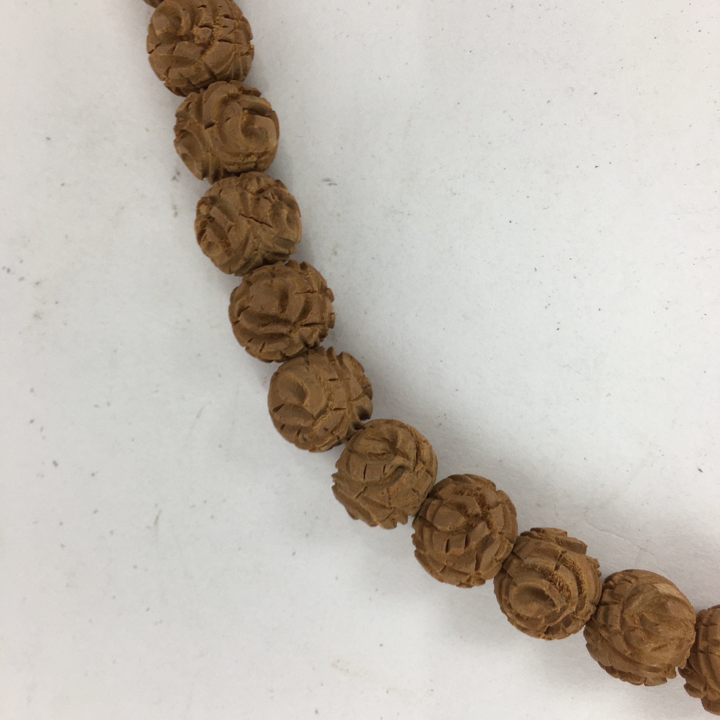 Tibetan Buddhism Wood Carving Prayer Beads Vtg Brown Juzu Japamala Style JZ71