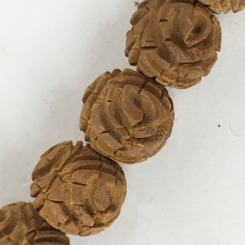 Tibetan Buddhism Wood Carving Prayer Beads Vtg Brown Juzu Japamala Style JZ71