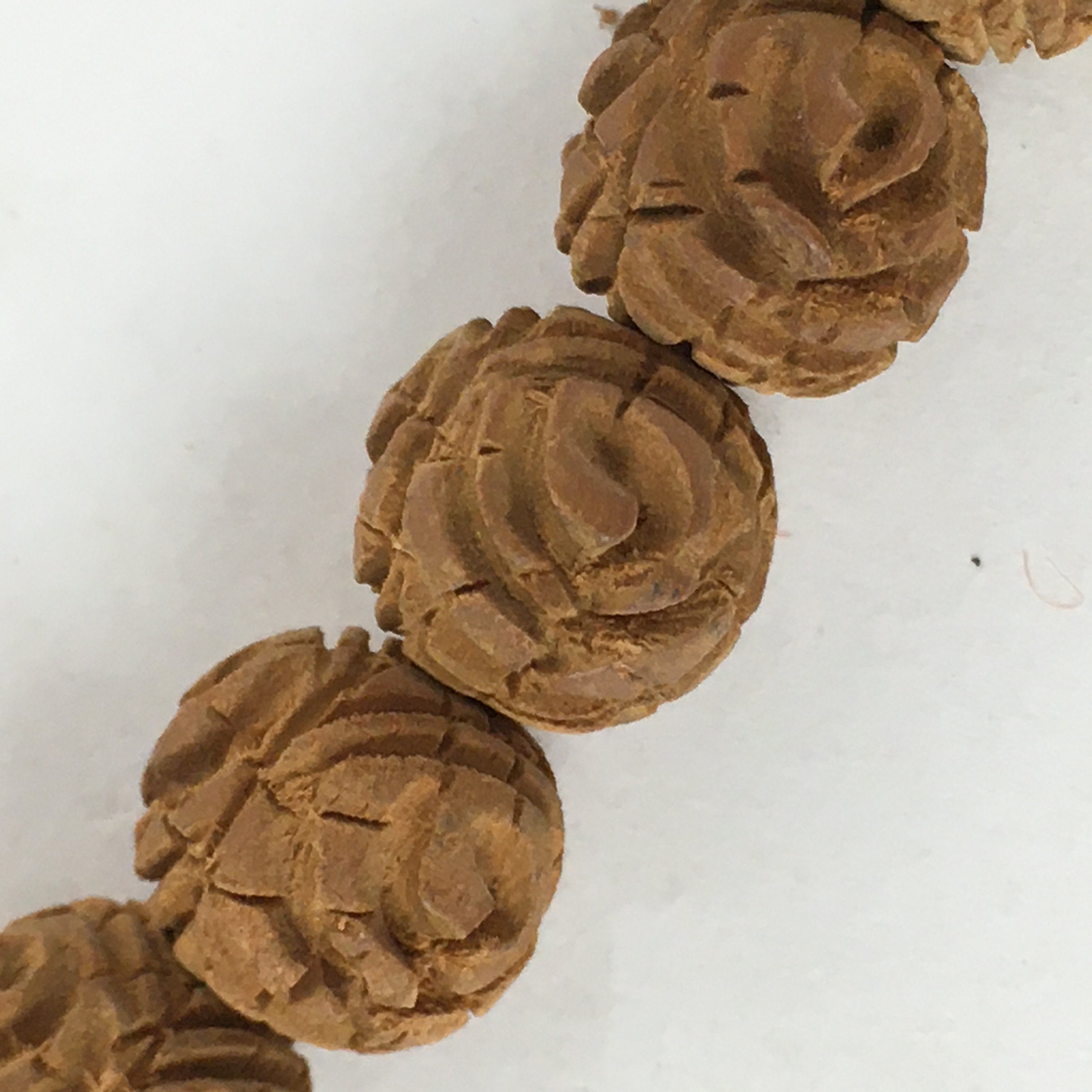 Tibetan Buddhism Wood Carving Prayer Beads Vtg Brown Juzu Japamala Style JZ71