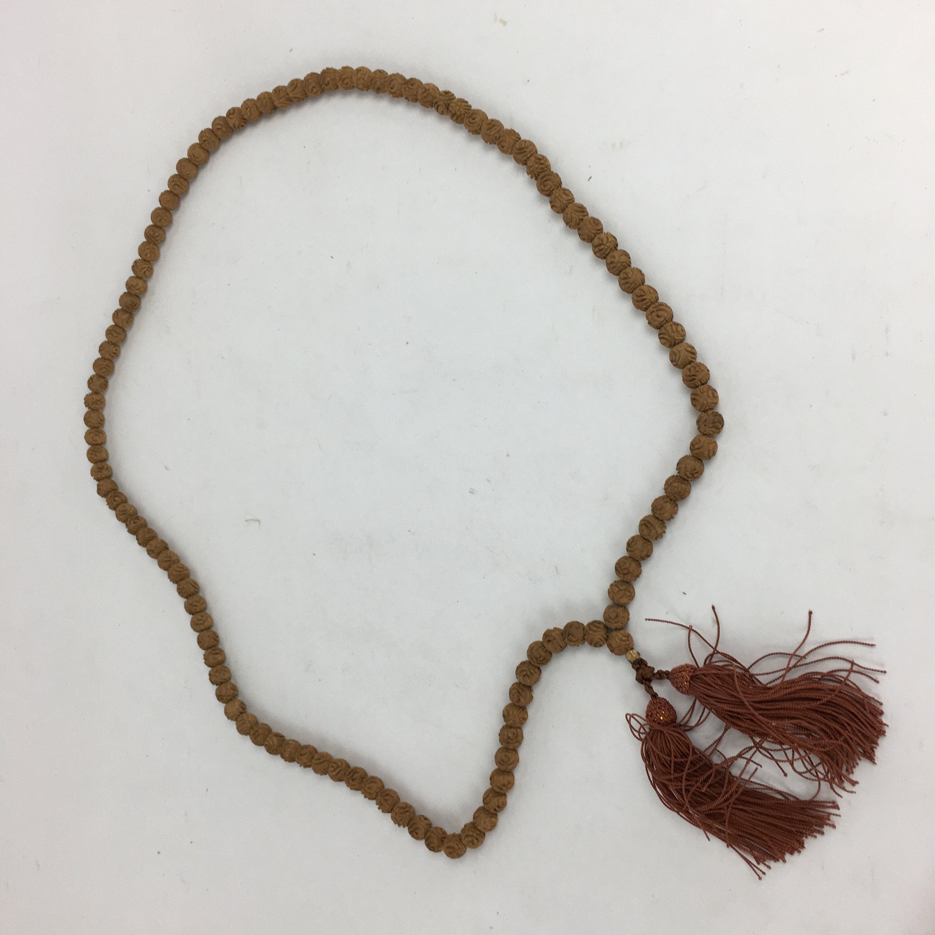Tibetan Buddhism Wood Carving Prayer Beads Vtg Brown Juzu Japamala Style JZ71