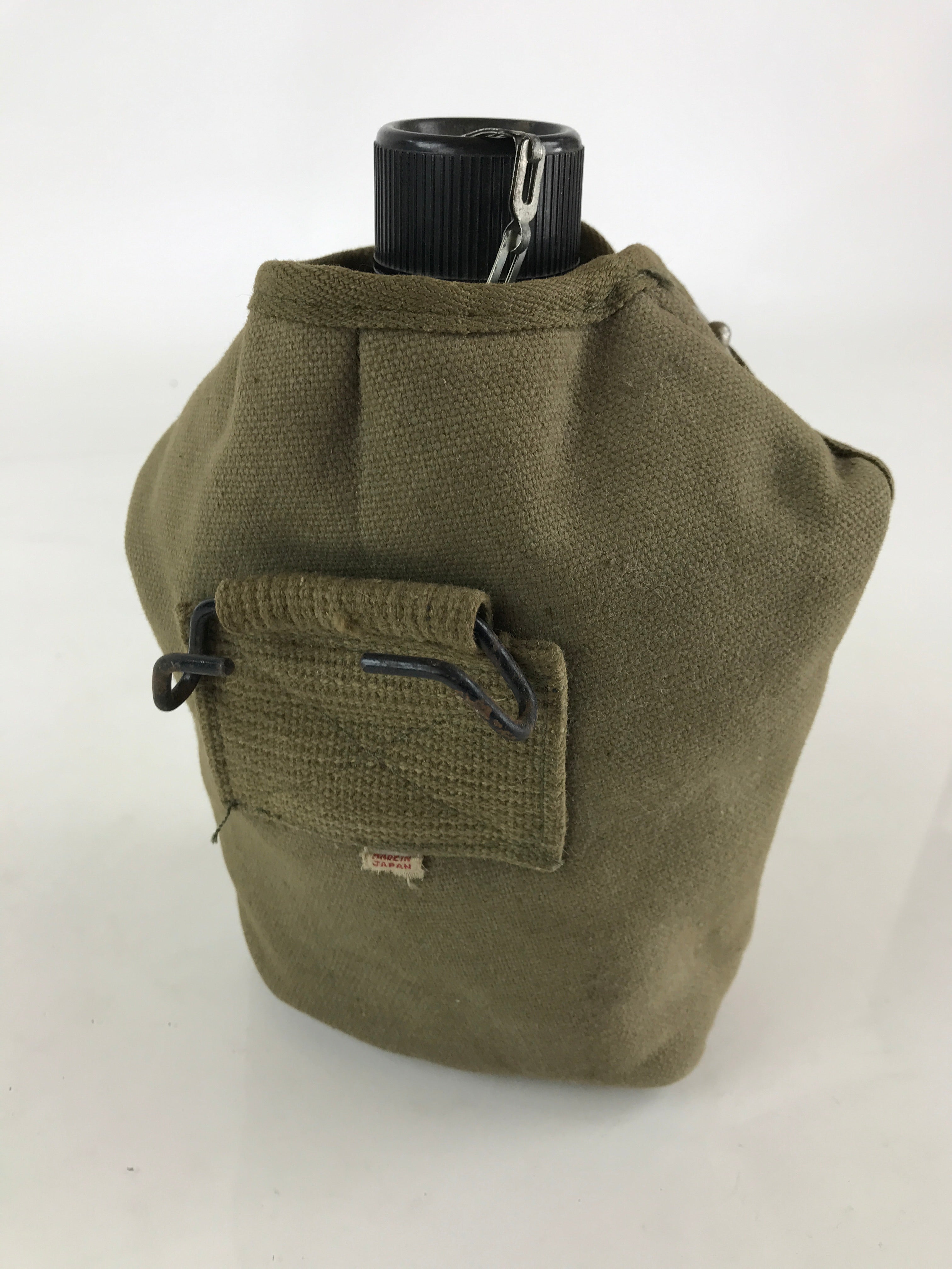 US Army Water Flask Bottle With Green Fabric OD Cover Cup Vtg Made In Japan JK44