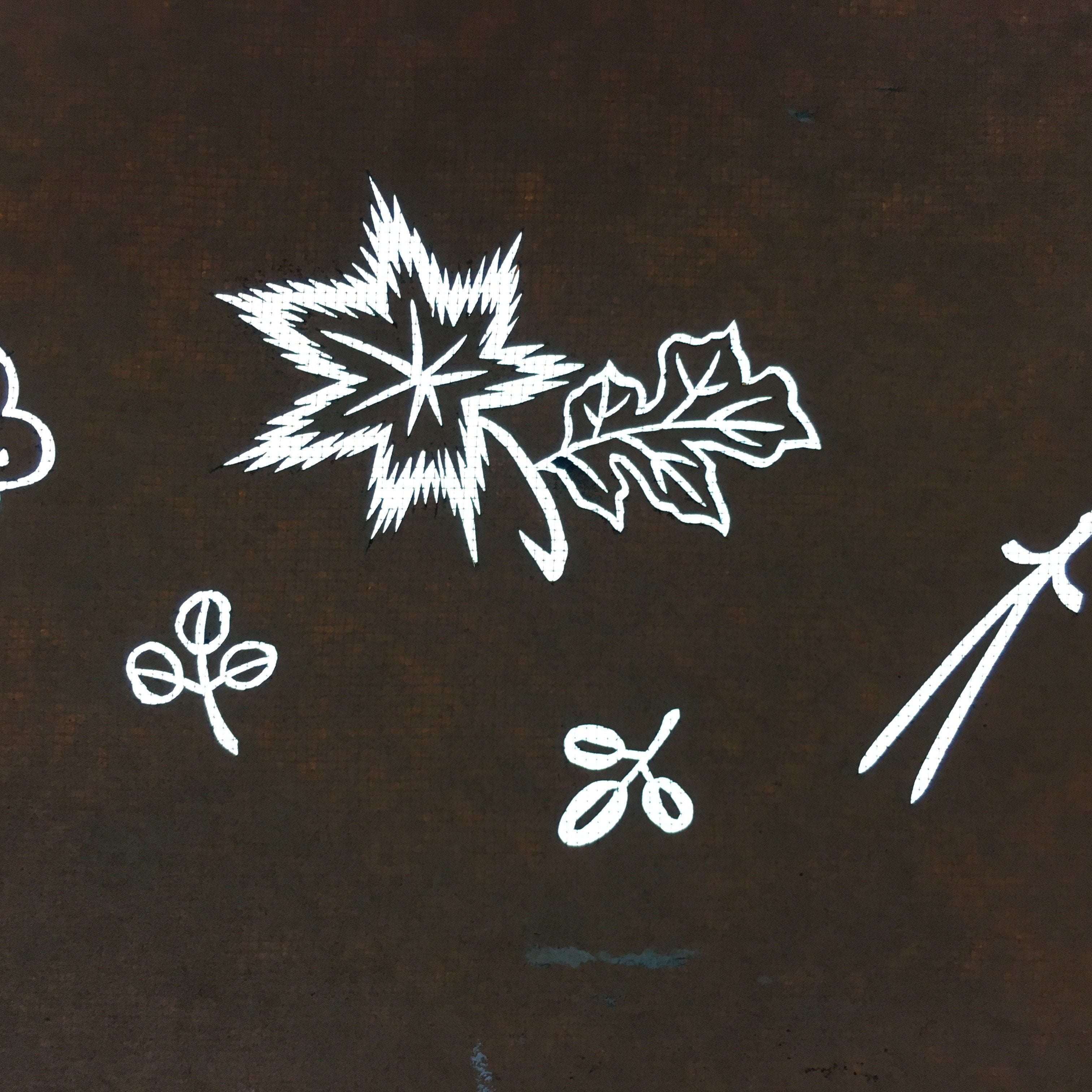 Vtg Japanese Katagami Kimono Stencil Katazome Kanji Spring Leaf Design C512