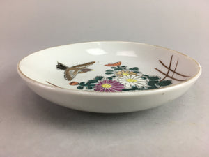 Vtg Japanese Porcelain Plate Chrysanthemum Sparrow Flower Bird Hand painted PT49