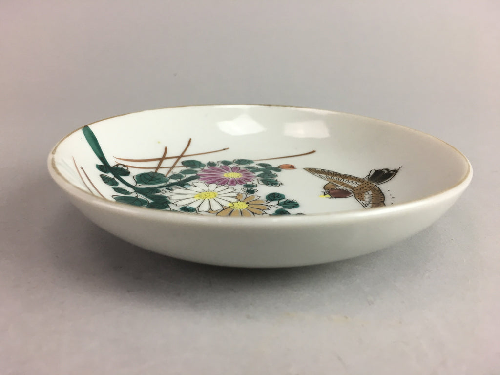 Vtg Japanese Porcelain Plate Chrysanthemum Sparrow Flower Bird Hand painted PT49