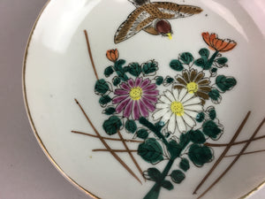 Vtg Japanese Porcelain Plate Chrysanthemum Sparrow Flower Bird Hand painted PT49