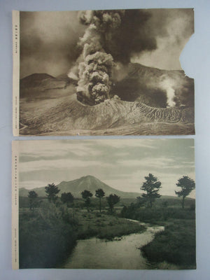 Vtg Japanese Volcano Photo Print Set Scenery Japan Onsen Mountain River P124