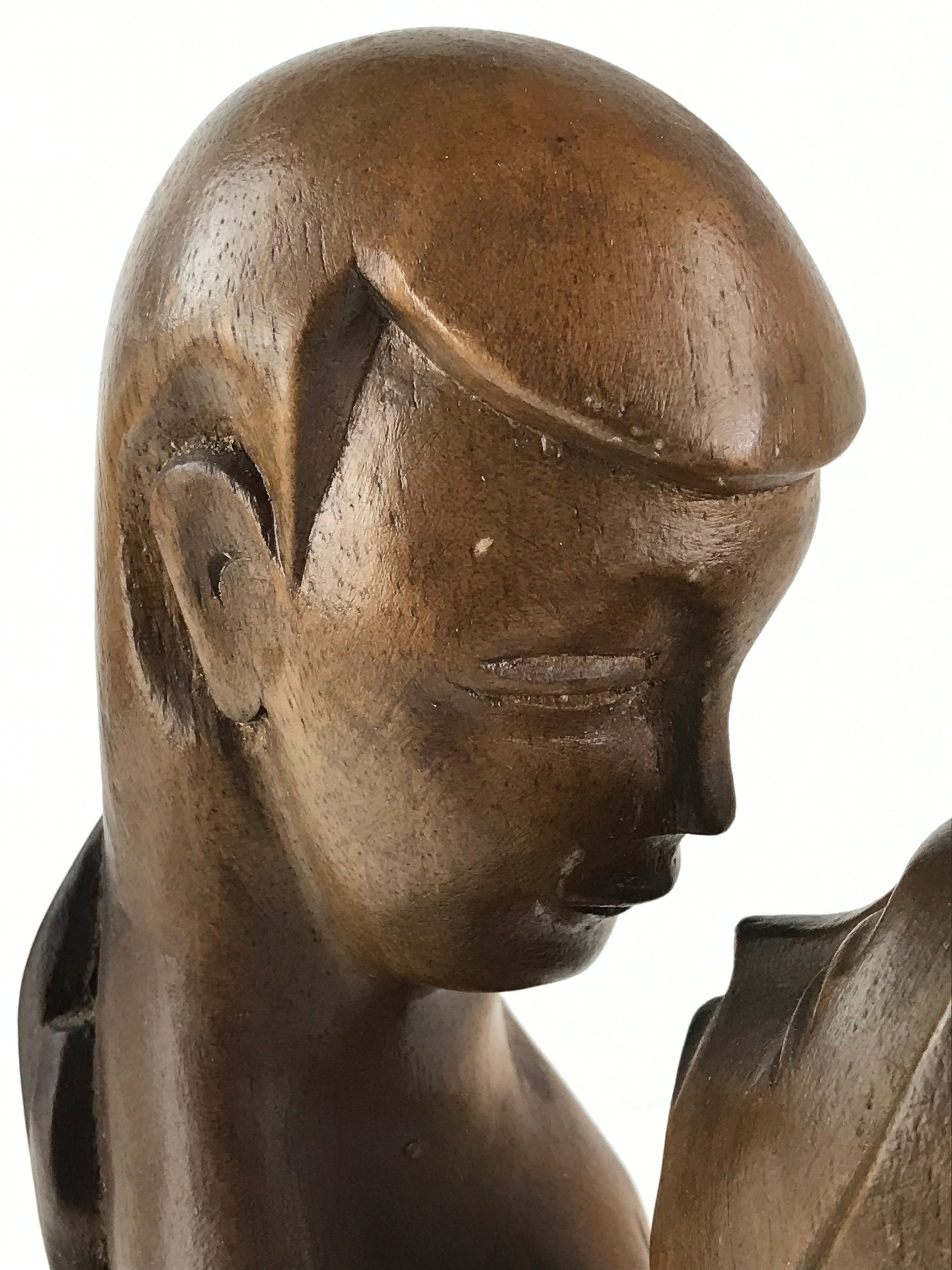 Wood Carving Men And Women Staring Each Other Figurine Vtg Woodcraft Brown BD856