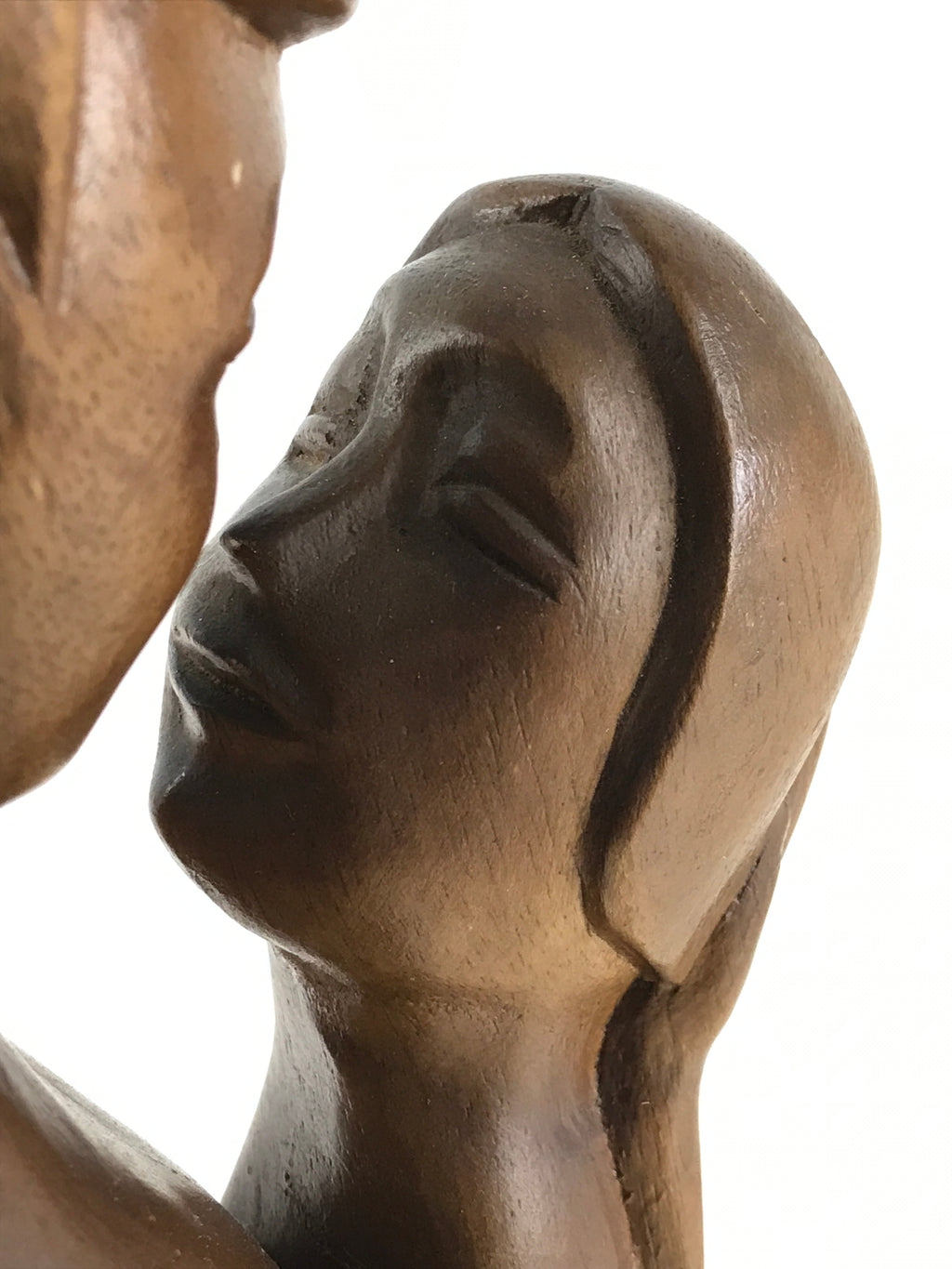 Wood Carving Men And Women Staring Each Other Figurine Vtg Woodcraft Brown BD856