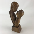 Wood Carving Men And Women Staring Each Other Figurine Vtg Woodcraft Brown BD856