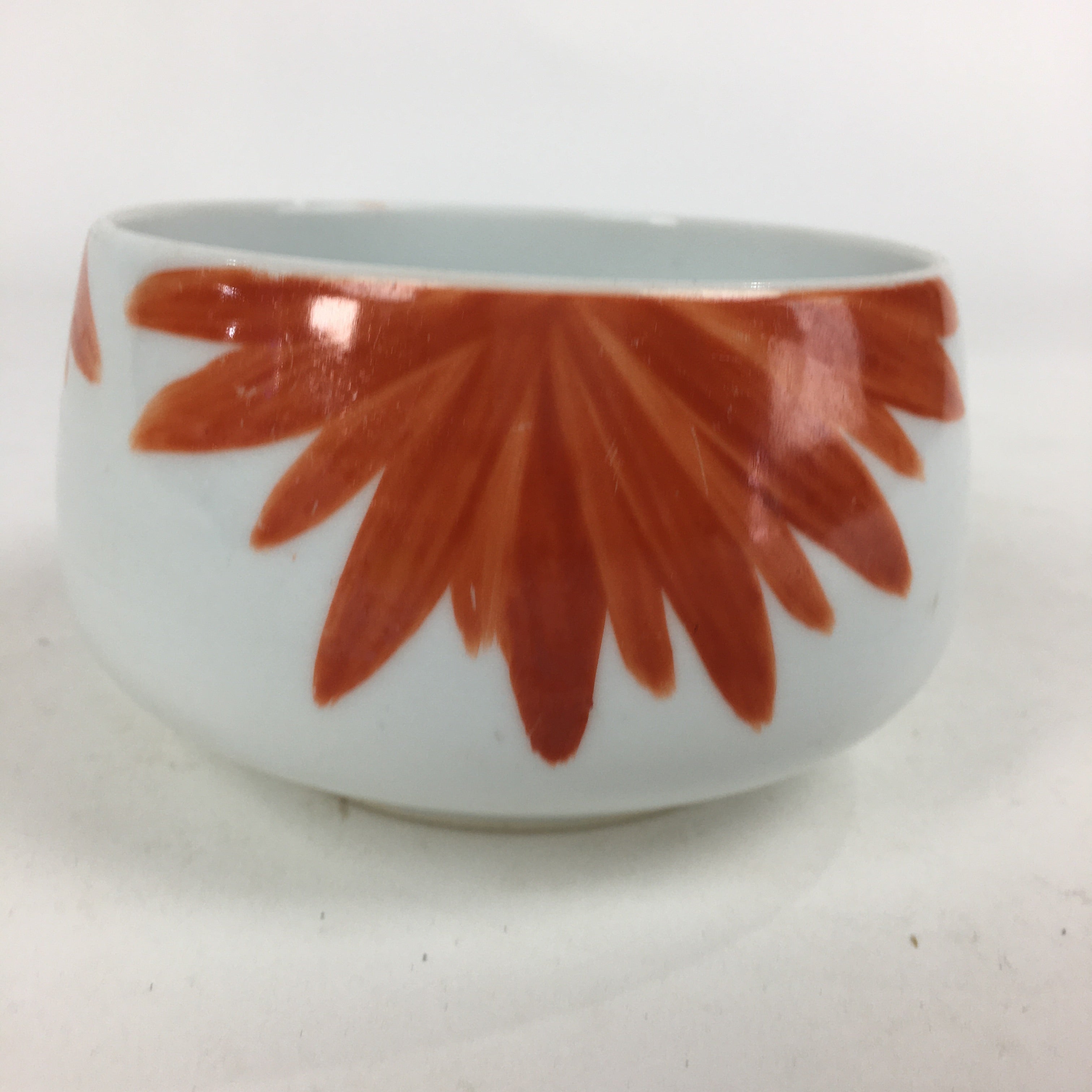apanese Porcelain Kouzan Kiln Teacup Yunomi Vtg Pottery White Red Sencha TC255