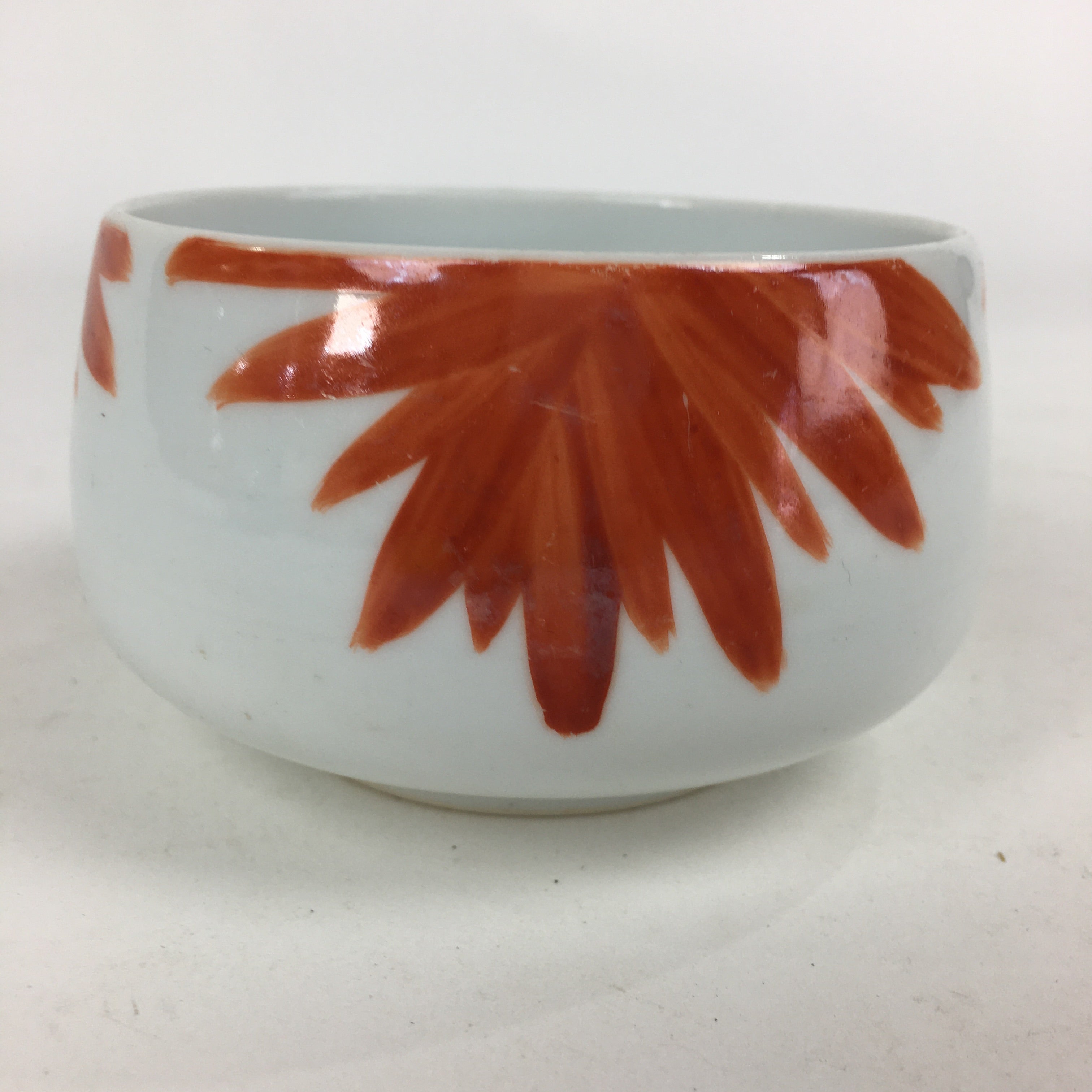 apanese Porcelain Kouzan Kiln Teacup Yunomi Vtg Pottery White Red Sencha TC255