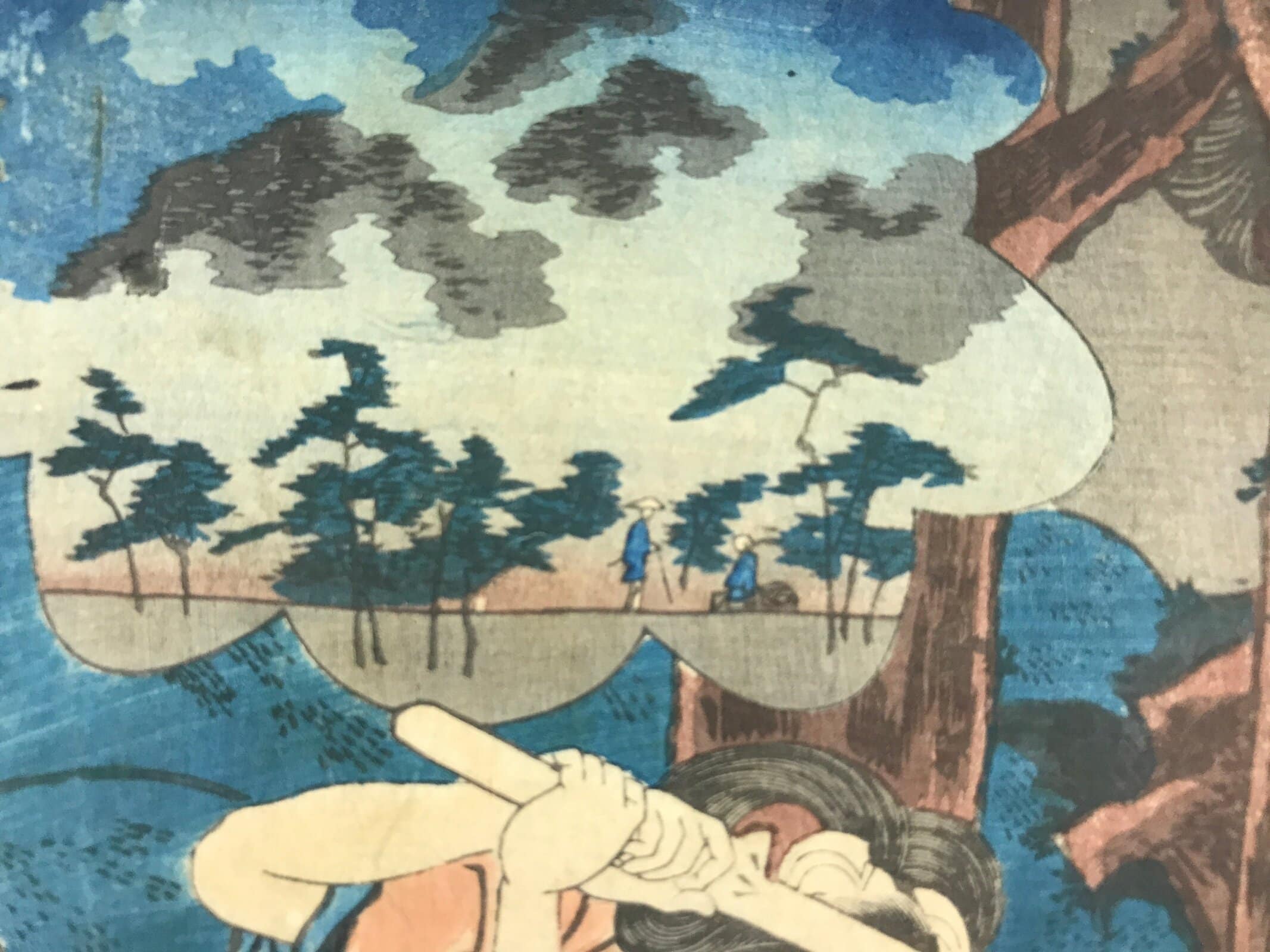 Antique 1852 Japanese Ukiyoe Woodblock Print Utagawa Kuniyoshi Itahana FL226