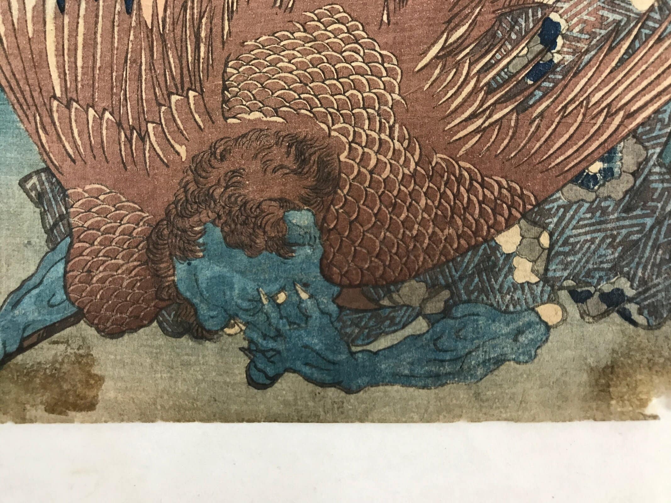 Antique 1852 Japanese Ukiyoe Woodblock Print Utagawa Kuniyoshi Itahana FL226